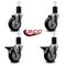 Service Caster 4'' Black Poly Wheel Swivel 1-3/4'' Expanding Stem Caster Set 2 Brakes, 4PK SCC-EX20S414-PPUB-BLK-2-PLB-2-134 - alternate 3